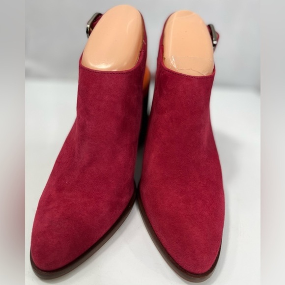 Geewawa Anthropologie berry color block heel mules, worn once, euro size 38 - Picture 4 of 8